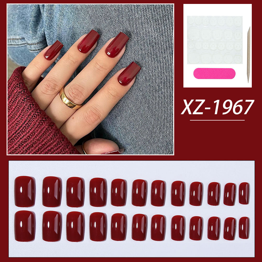 YICKYUE  -  24pcs/pack burgundy square nails, press on nails, beautiful nails, artificial fake nails, y2k girls, red nails for women girls