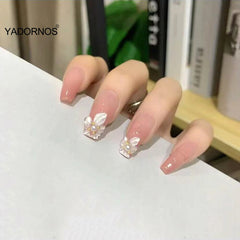 24pcs Acrylic Press On Nails 3d Floral Design Fake nails Korean Full Coverage Nails Removable Finished Nails Free Shipping Items