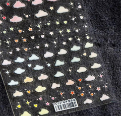 3D Engraved Nail Art Stickers Cloud Heart Self-adhesive Back Glue Ultra-thin Decal Nail Stickers DIY Salon Manicure Tool