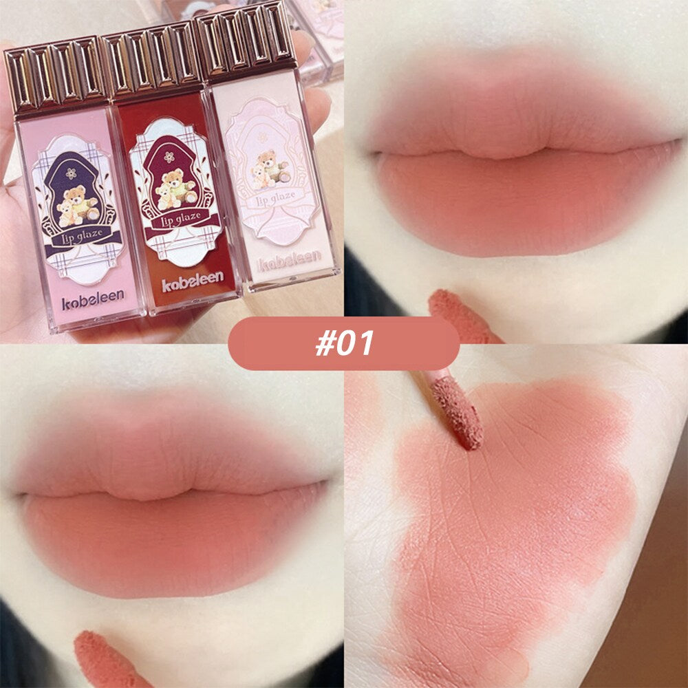 Yickyue Cloud Bear Matte Liquid Lipstick Velvet Nude Red Lip Gloss Long Lasting Non-stick Cup Lip Mud Tint Cream Makeup Cosmetics