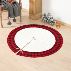 YICKYUE  -  Creative Christmas Atmosphere Tree Skirt Snowflake Deer Knitted Christmas Tree Apron Christmas Tree Skirt Decorations Props