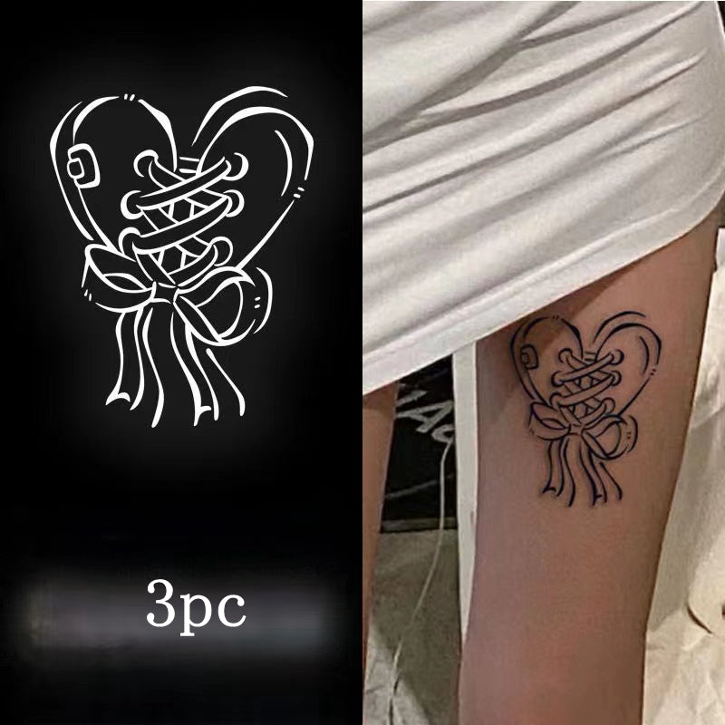 YICKYUE  -  Hot Girl Bow Lace Tattoo Stickers Herbal Juice Waterproof Arm Semi-permanent Temporary Tattoo Chest 7 Days Lasting Fake Tattoos