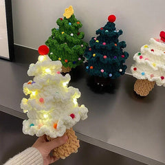 Yickyue Small Christmas Tree Ornaments 2024 Cute Crochet Christmas Tree Home Decoration Christmas Tree with Light Children Gift