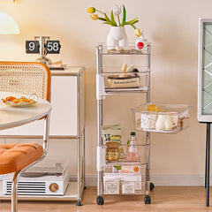 Yickyue Multifunctional Kitchen Rotating Shelf Floor Multi-layer Removable Cart Fruit and Vegetable Snacks Transparent Storage Rack