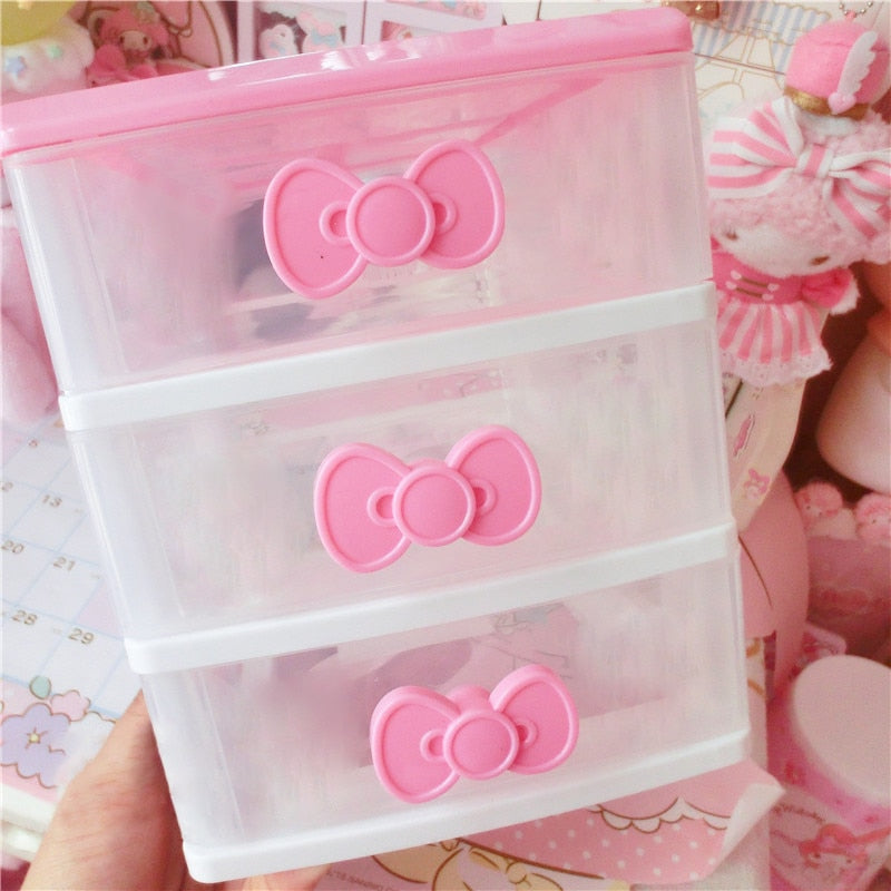 Storage Boxes Cosmetic Storage Drawer Jewelry Storage Boxe Desktop Organizer Makeup Storage Case Cute Desktop привет котен