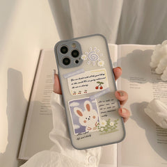 Cartoon rabbit painting ins flower phone case silicone cover for iphone xr x xs max 8 7 plus 11 12 mini pro max capa conque