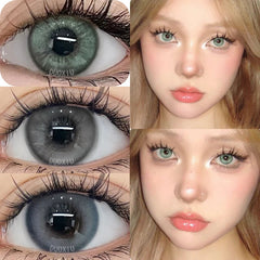 YICKYUE  -  2pcs Green Color Contact Lenses With Myopia Degree-0.00~ -8.00 Blue Nature Beauty Pupil Makeup Brown Eye Free Shipping