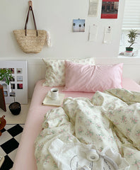 YICKYUE  -  Pink Camellia Garden Bedding Set