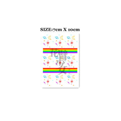 Waterproof Temporary Tattoo Sticker Starry Sky Moon Lightning Rainbow Color Line Tattoo Flash Tattoo Female
