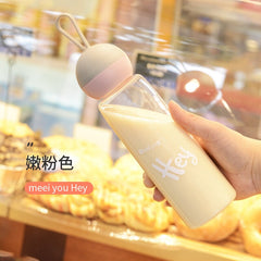 Plastic Kawaii Cup Water Bottle BPA Free Transparent Water Bottles Reusable Tumbler Cup Frosted Outdoor Sport Travel Bottle
