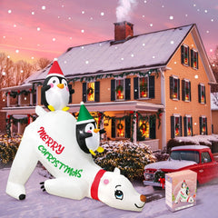Yickyue New Christmas Santa Claus Tree Polar Bear Inflatable Decoration for Home Outdoor Xmas Snowman Decor Yard Garden Party Arch