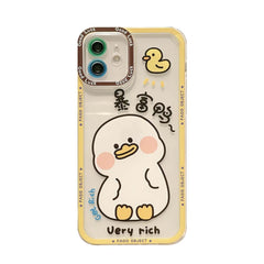 Fat duck cute phone case for iphone 8 7 plus 12 mini 11 pro max xsmax x xr se  cartoon cat eye rich lucky silicone cover