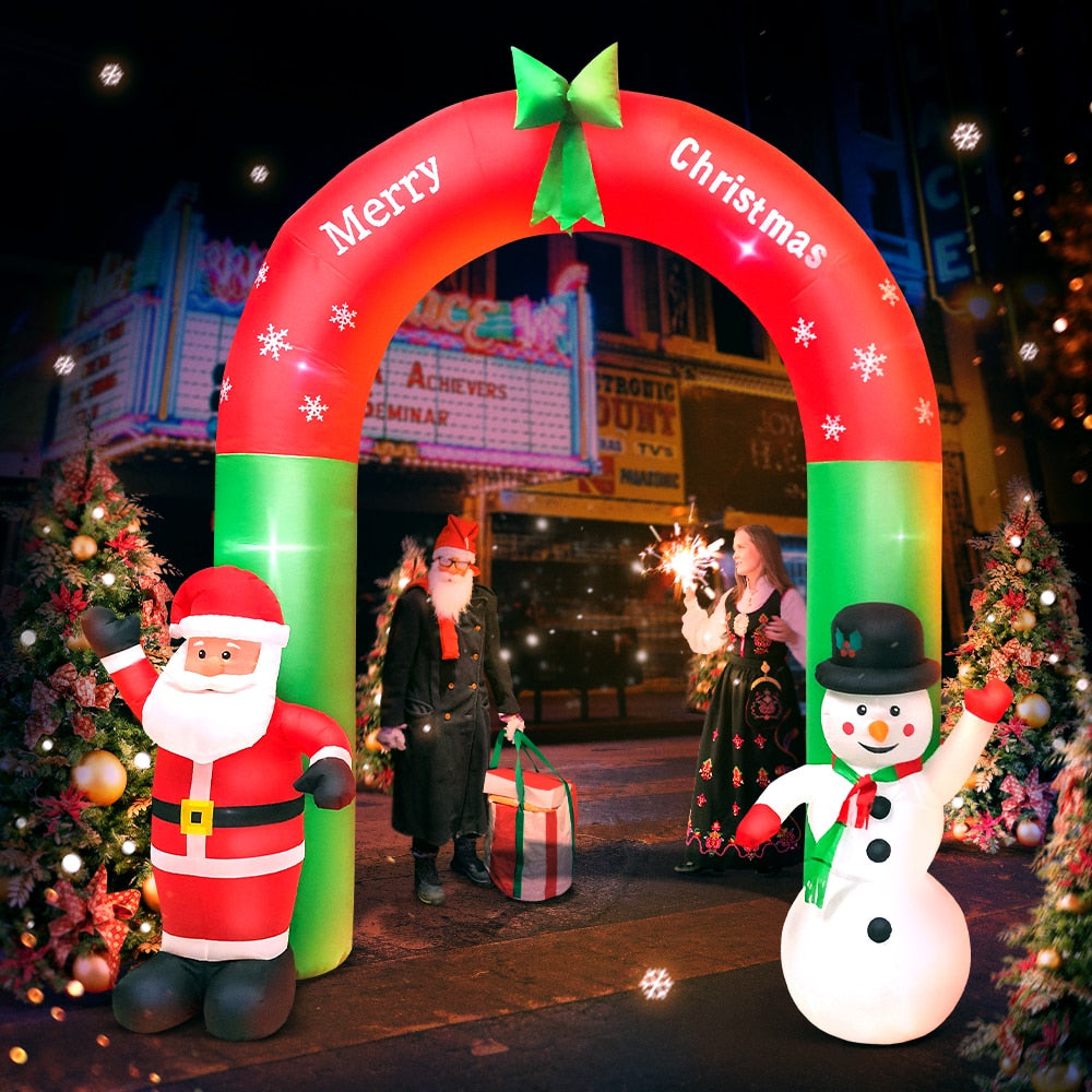 Yickyue New Christmas Santa Claus Inflatable Decoration for Home Outdoor Xmas Elk Pulling Sleigh Snowman Decor Yard Garden Party Arch