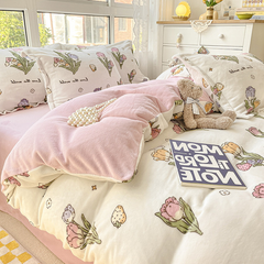Winter Warm Soft Double Side Plush Duvet Cover Magic Velvet Thick  Bed Blanket Cover Funny Cartoon Print Comforter Quilt Cover