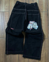 Hearujoy  90s Streetwear Skinny Jeans Men Y2k Graphic Human Skeleton Gray Embroidery Baggy Jeans Mens Womens Harajuku High Waisted Wide Trouser