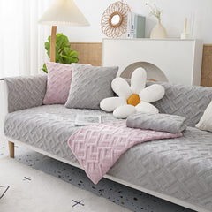 Winter Plush Sofa Cover Universal Sofa Towel Quilted Carpet Velvet Solid Color Rugs for Living Room Non-Slip Couch Cover CHAUSUB