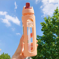 Korean Version of Simple Water Cup with Straws Female Cute Milk Glass Student Portable Outdoor Play Drink Bottle Cup Female