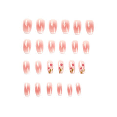 PinkTulips Square Head Gradient Seamless Artificial Nail Patch Wearing Armor Removable Coffin Ballerina Press On Fake Nails Tips
