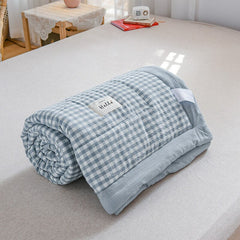 TONGDI Cool Soft Throw Striped Down Cotton Quilt Blanket Luxury For Cooling Summer Couch Cover Bed Machine Wash Bedspread