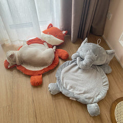 Luxury Cartoon Dog Bed Flannel Summer Spring Warm Puppy Beds for Small Puppy Cats Pets Elephant Fox Animals Kennel Washable Sofa