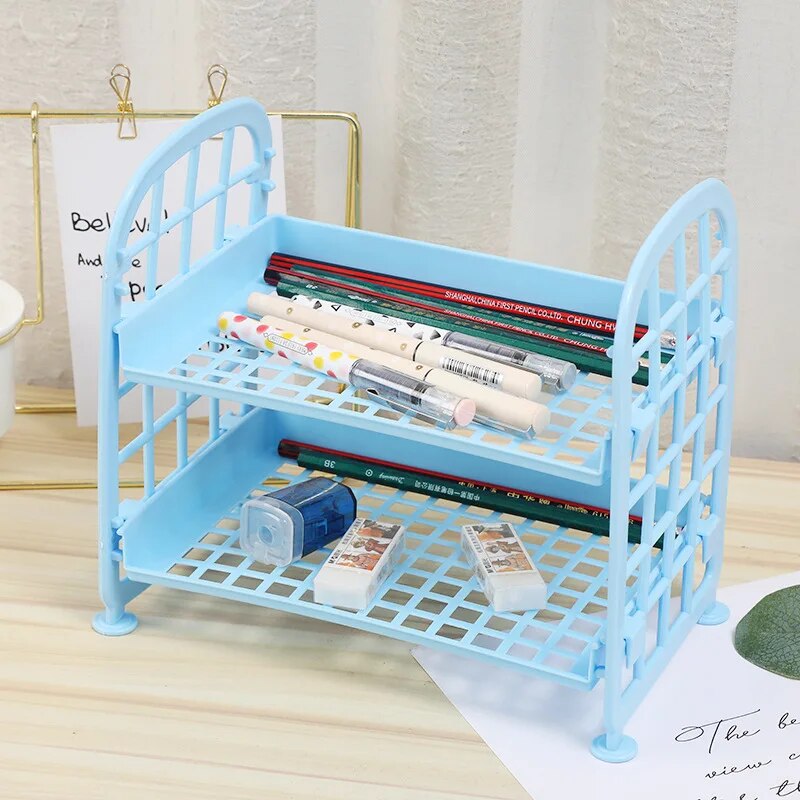 Yickyue Cosmetics Storage Rack Double-Layer Folding Household Jewelry Desktop Stationery Simple Lipstick Storage Rack