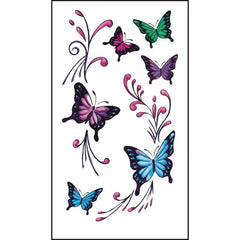 Yickyue Waterproof Butterfly Temporary Tattoos Sticker Lasting Sexy Face Animals Image Wrist Neck Body 3D Feather Black Fake Tatto 1PCS