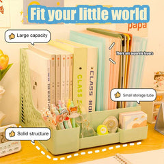 Yickyue Ins File Organizer Bookshelf Partition Bookend Student Book Storage Pen Holder Table Office Organizer Magazine Desktop Organizer