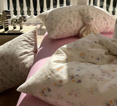 YICKYUE  -  Romantic sweet pink floral bedding set girl,twin full queen king flower cotton home textile bed sheet pillow case quilt cover