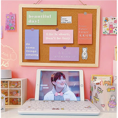 W&G Ins Kawaii Cork Board Wooden Photo Wall Decoration Home Desktop Photo Board Message Board Hanging Note Board