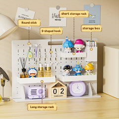 YICKYUE  A Set Of Drilling-free Nail Board Storage Set (including Accessories) Multifunctional Desktop Organizer, Suitable for Dormitory, Office Storage, Easy to Install High-Quality PVC Wood-plastic Board, Practical Shelf, Loc