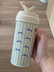 YICKYUE  -  480ml Thermal Insulated Cup Large Capacity Portable Straw Ceramic Inner Liner High Aesthetic Value Women's Coffee Tea