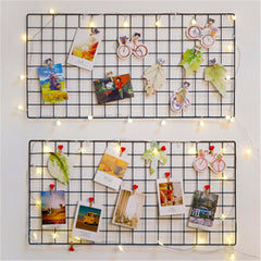 Ins Iron Grid Home Wall Decoration Photo Frame Wall Art Display Storage Shelf Organizer DIY note board  Rack Bedroom Decoration