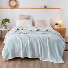 YICKYUE  -  Solid Color Velvet Double-sided Plush Blanket Winter Office Nap Cover Blankets Cloud Comfortable Car Travel Sleeping Bedspread
