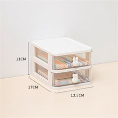2/3/4/5 layers Cartoon Desktop Storage Box Transparent Desktop Stationery Storage Box Desk Rabbit Jewelry Cosmetic Storage Boxes