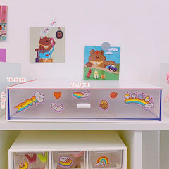 Kawaii Transparent Drawer Storage Box Organizer Desktop Plastic Large Capacity Cosmetic Storage Box Drawer Makeup Organizer Cute