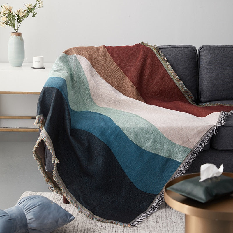Yickyue Nordic geometric stripes throw blanket aesthetics sofa cover living room farmhouse decor sofa cover dust boho tapestry hotel rug