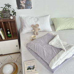 YICKYUE  -  Ins Style Bow Jacquard Milk Velvet Blanket Solid Color Double Layer Soft Sofa Cover Blanket Office Casual Warm Shawl Blanket