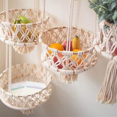 YICKYUE  -  Hemp Rope Woven Fruit Basket Kitchen Storage Boxes Cotton String Woven Vegetable Basket Home Kitchen Food Storage Organizer