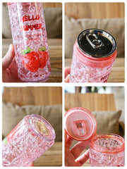 Yickyue Summer Drinking Cans Cup Creative Fashion Plastic Water Bottle With Lid Outdoor Sports Kawaii Students Drinking Straw Ice Cup