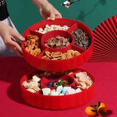 5 Compartment Candy Storage Box Fruit Nuts Tray with Lid Snacks Organizer Food Container for 2022 Chinese New Year Decor