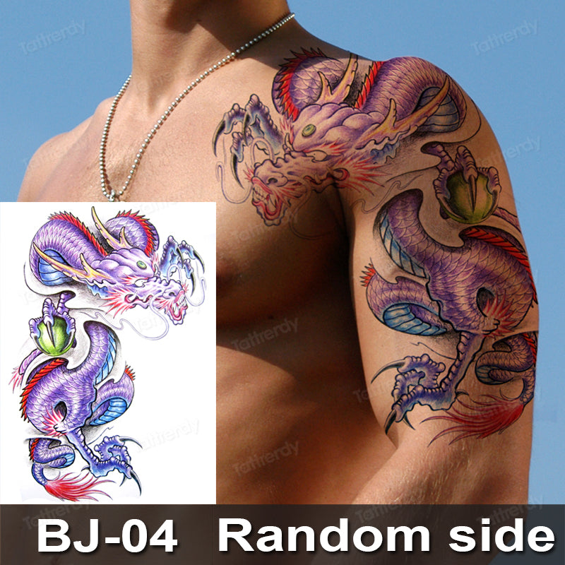 YICKYUE  -  Chest Arm Shoulder Tattoo Sticker Waterproof Big Large Size Body Art Fake Tattoo For Men Adult Realistic Temporary Tattoo Male