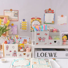 Ins Kawaii Multifunctional Desk Organizer Pen Holder Books Stand Holder Bookends Desktop Cosmetic Storage Box Home Organizer