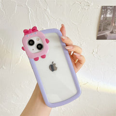 Lovely Cartoon Transparent Phone Case For iPhone 12 11 13 Pro Max XR XS Max X Cute Camera Protection Clear TPU Soft Bumper Cover