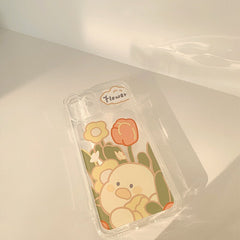 Lovely duck flower soft silicone clear phone case for iphone 12 mini 11 pro max xs max xr x 8 7 plus cute cover transparent capa