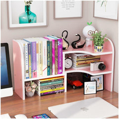 Yickyue Simple Office White Bookshelf Desk Top Student Dormitory Pink Desk Storage Shelfwood Household Combination Small Booksheif