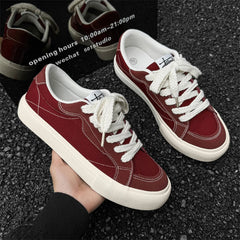 YICKYUE  -  Spring and Autumn New Men's Street Solid Color National Tide Canvas Shoes Low Top Men's Shoes Women's Shoes Couple Shoes