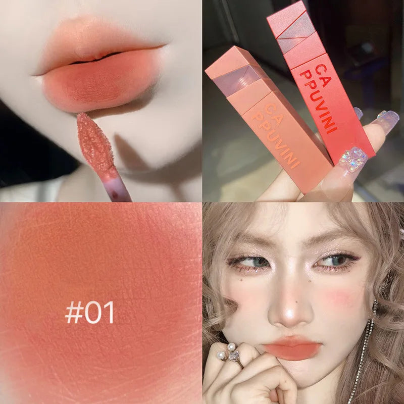 YICKYUE  -  Velvet Matte Cloud Feeling Lip Mud Red Brown Whitening Lipstick High Appearance Colorful Lip Glaze Lasting Waterproof Lip Gloss
