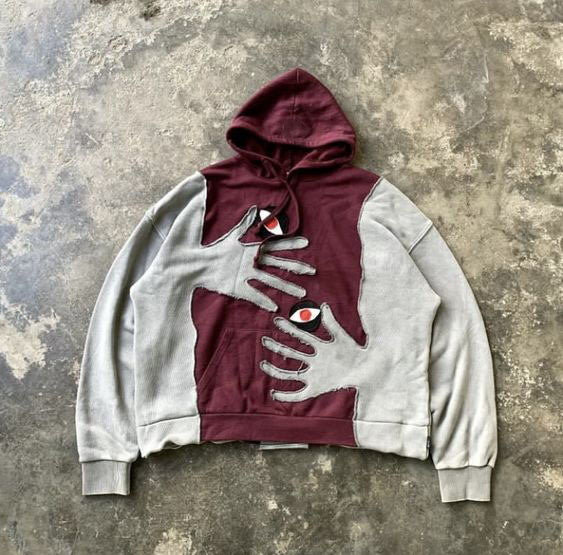 Hearujoy  American Style Y2K Street Personality Trend Dark Retro Ins Foam Printing Men's and Women's Same Loose Hooded Sweater