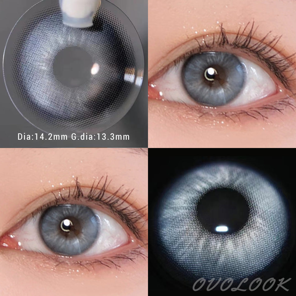 YICKYUE  - 1Pair Lenses Cosmetic Color Contact Lenses for Eyes Beauty Pupils Blue Grey Brown Eye Color Lenses with Lens Container