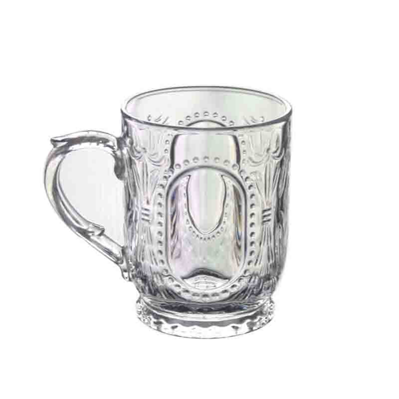 Ins European Juice Cup Relief French Luxury Glass Cup With Milk Cup Restaurant Breakfast Retro Cup
